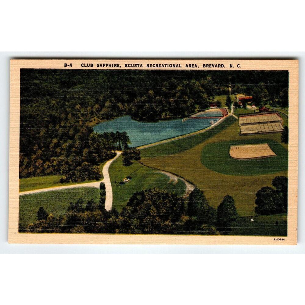 Club Sapphire Ecusta Recreational Area Brevard North Carolina Linen Postcard